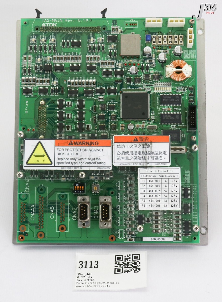 3113 TDK PCB, PROCESSOR BOARD LOAD PORT W/ TAS-RIN11, AMAT 0190 3113 TDK PCB, PROCESSOR BOARD LOAD PORT W/ TAS-RIN11, AMAT 0190