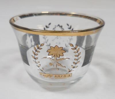 Saudi Arabia Clear Shot Glass or Espresso Cup, Gold Trim