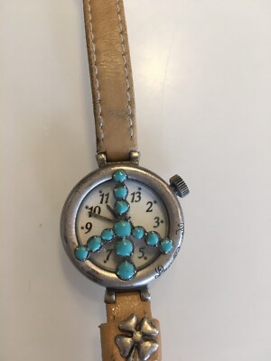 Ladies Lucky Brand Peace Sign Tan Leather Strap Watch  display picture 3