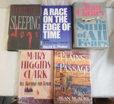 Lot of 5 Damaged Ex Library FICTION Hardcover Books SLEEPING DOGS, Passage Lot 1