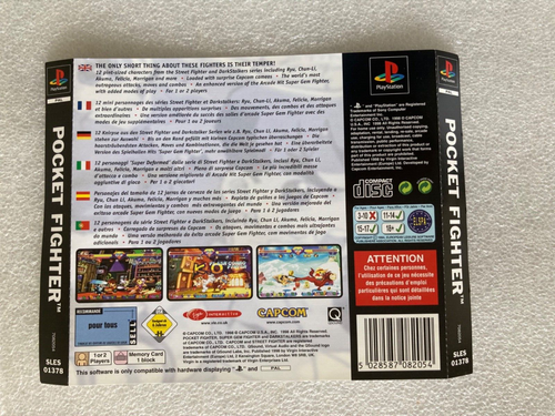 Pocket Fighter - Sony PlayStation PS1 - PAL - Disc & Back Cover Inlay Only - Picture 3 of 4