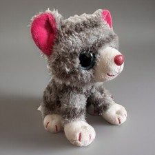 TCM Katze Glubschi Glitzeraugen Grau Pink 21 cm Kuscheltier Stofftier Tchibo