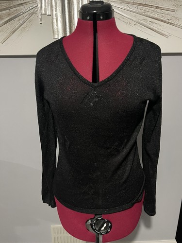 Glitter V Neck Knit Jumper | eBay