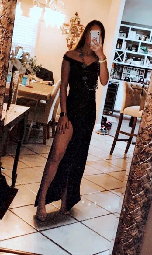 Thigh high slit gown top