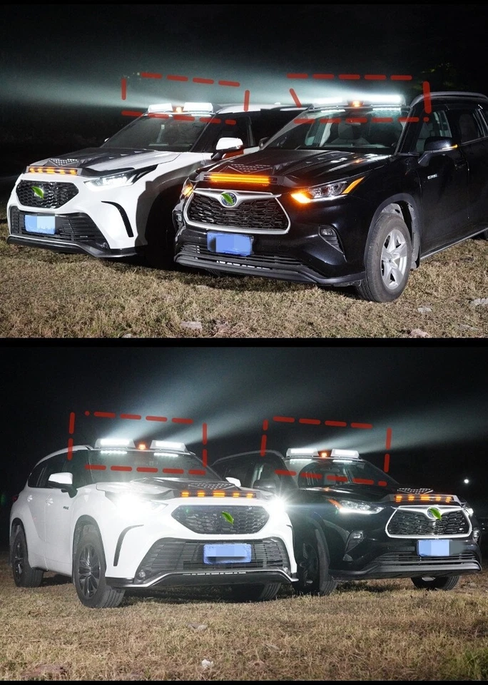 Barra de luz de techo LED DRL lámpara ABS negra compatible con Toyota Highlander 2020-2023 Foto 2 de 4