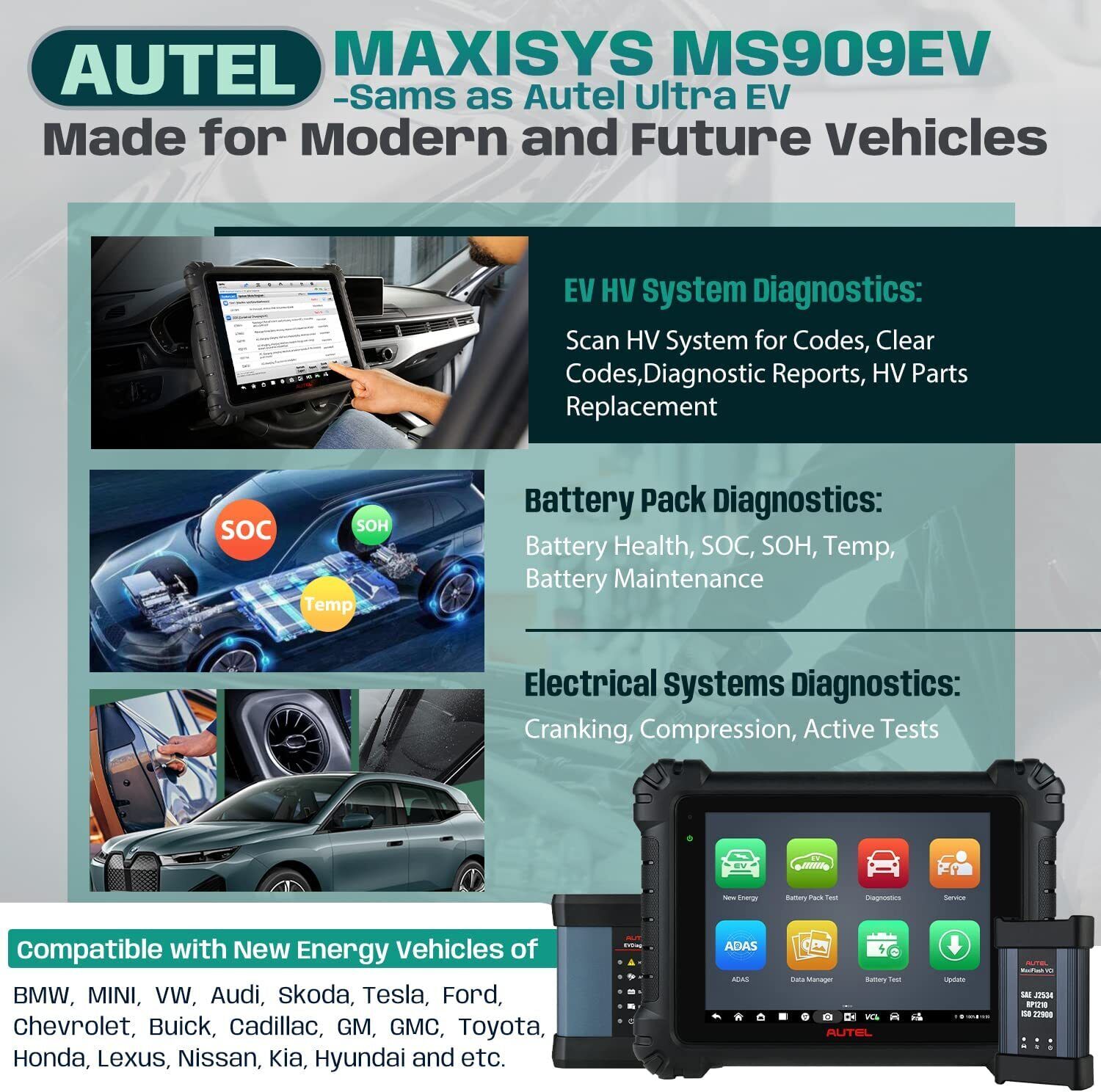 Autel MaxiSys 909 EV Auto Diagnostic Tool ABK-1319