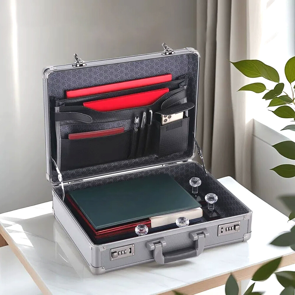BORY Aluminum Hard Case Laptop Storage Toolbox Mens Suitcase with