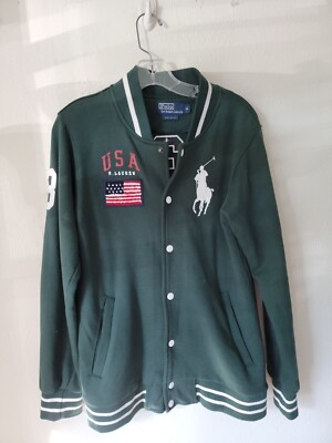 Vintage Polo Ralph Lauren Mens Big Pony Letterman Track Jacket Sz