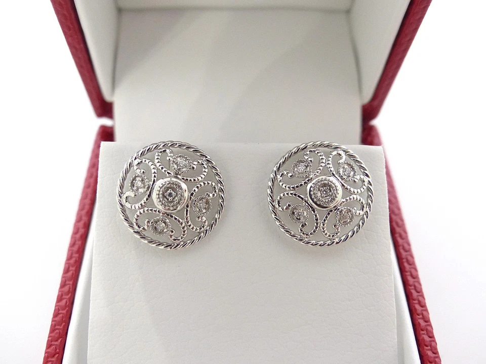 Pendientes de diamantes de oro blanco de 18 quilates con llama blanca Charriol 03-08-8602-11 Foto 3 de 4