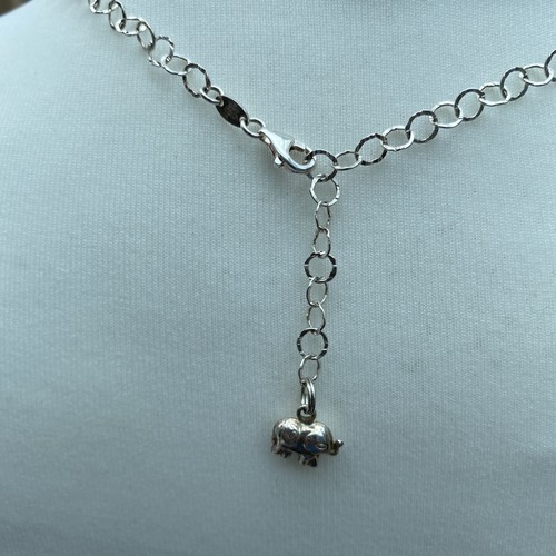 NEW 925 Sterling Silver Backwards Necklace with Elephant Charm Pendant TJC ITALY