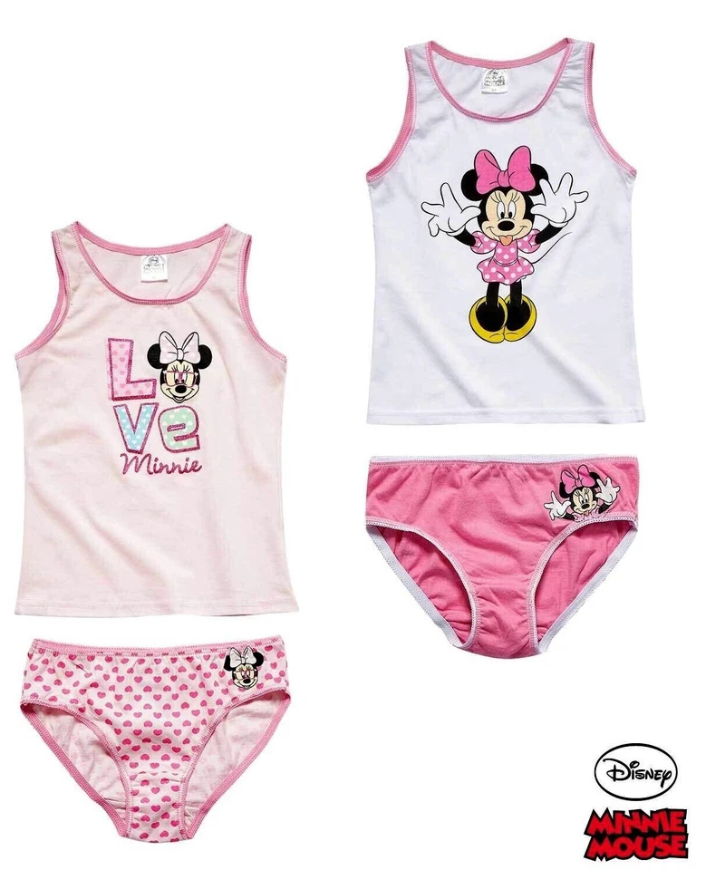 Disney Minnie Mouse Mickey Unterwäsche Set Slip Unterhemd 116 oder 128 NEU - Bild 1 von 1