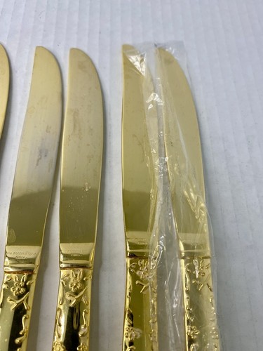 Wm Rogers & Son Gold Tone Enchanted Rose Set Of 6 Dinner Knives - Picture 3 of 5