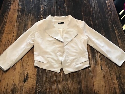 FINAL TOUCH WOMENS JUNIORS VINTAGE LIGHT GRAY CROPPED JACKET 3/4 SLEEVE SIZE S 