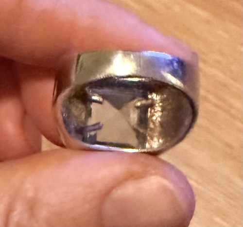 VTG Sterling Silver Blue Topaz Square Ring Size 8.25-8.5 - Picture 7 of 10