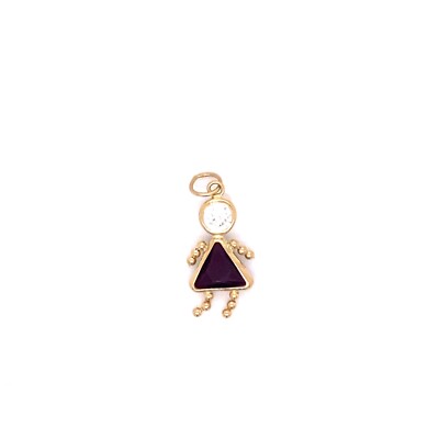 14 KT GELBGOLD JANUAR GRANAT MÄDCHEN CHARM 0,5 GRAMM
