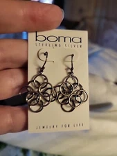 NWT Earrings BOMA 925 STERLING SILVER Pierced Dangle Circles 