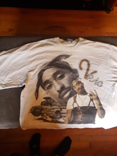 FILA Rara camicia promozionale vintage anni '90 Tupac taglia media gangster rap biggie braccio della morte