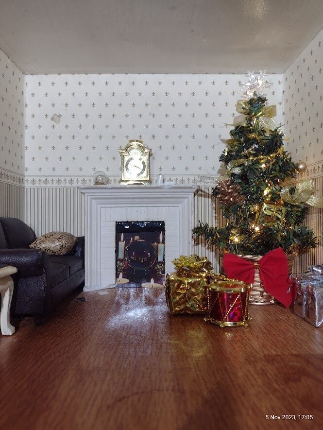 1/12 Dolls House Christmas Tree & Decorations 3 mode LED Lights see