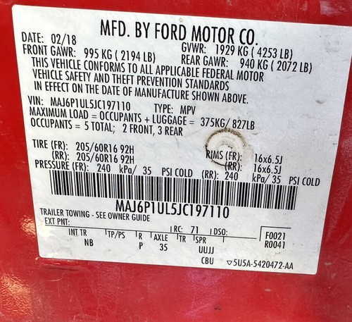 5 Wire 2018-2021 Ford ECOSPORT LEFT DRIVER Side View Mirror RED HEATED OEM 71 - Picture 11 of 11