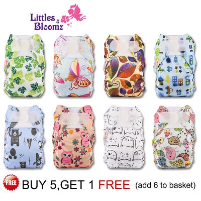 LITTLES&BLOOMZ Reusable Washable Pocket Cloth Nappy For PREMATURE and NEWBORN adjustable