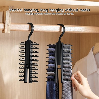 1X Tie Hanger Belt Tie Rack With 360 Swivel Necktie Scarf Shawl Storage Closet