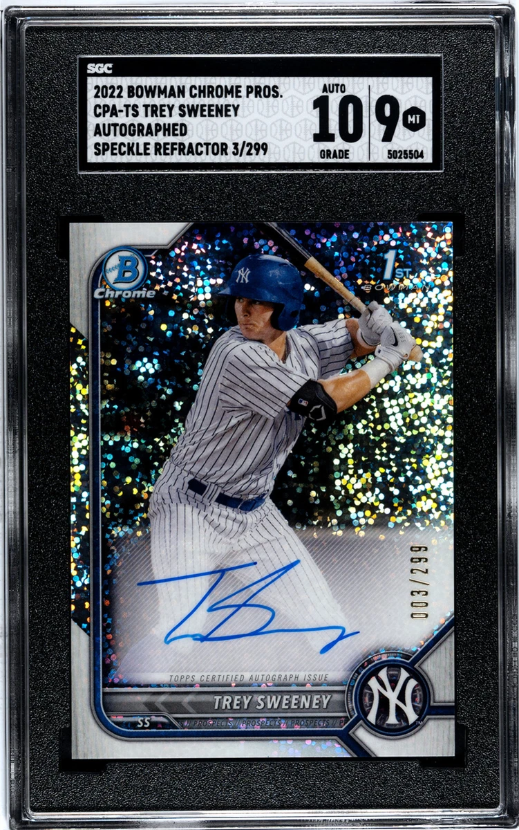 TREY SWEENEY 2022 Bowman Chrome Speckle Ref 3/299 Auto 10 SGC 9
