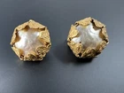 Miriam Haskell Baroque Pearl Clip-On Earrings Vintage 1950s Signed Costume Jewel