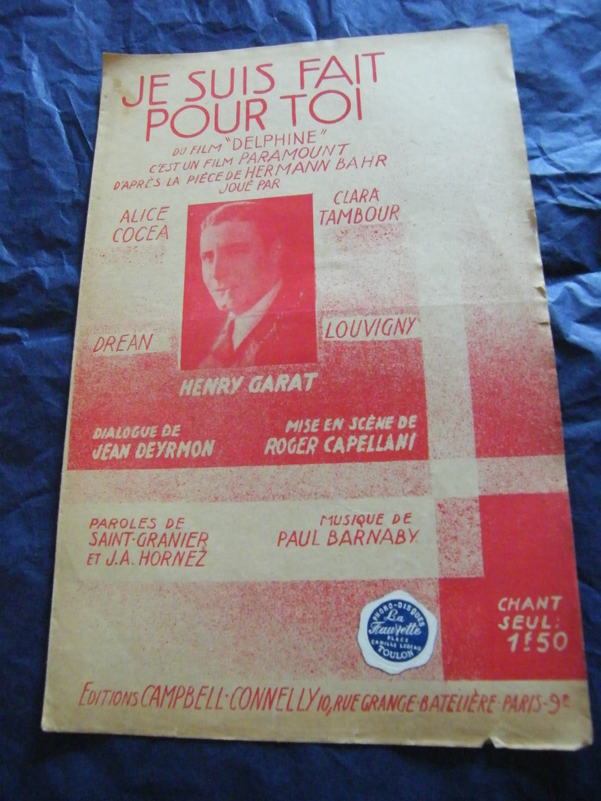 Partition I Am Made For You Film Delphine Henry Garat 1931 Music Sheet