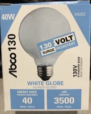 ABCO Lot Of 6 Contemporary 3” Globe Lamp 40 Watt 120 V Light Bulb