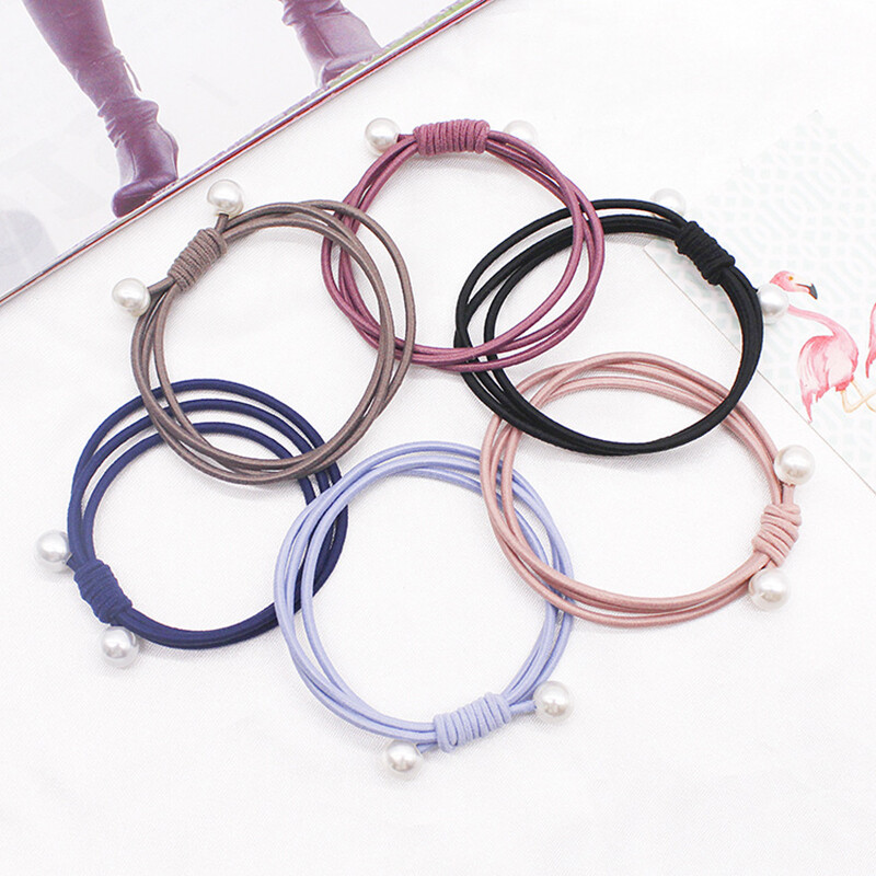 1PCS Minimalist Knotted Pearl Hair Tie Ponytail Holder Elastic Hair Rope