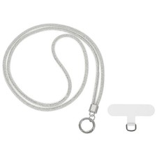 Phone Chain Crossbody Lanyard Water Diamond Phone Strap with Tether White