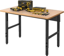 Spanspace Adjustable Workbench with Heavy-Duty Rubber Wood Top, 2000lb Capacity