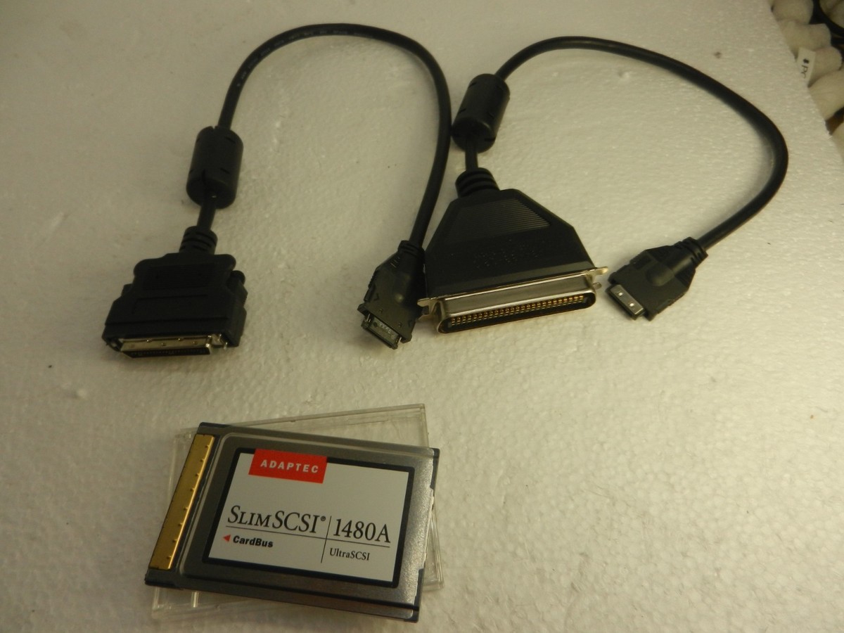 Adaptec Slim SCSI 1480A CardBus Ultra SCSI Adapter + HD50 Cable +