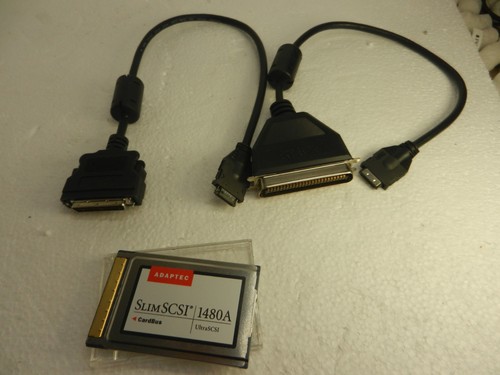 Adaptec Slim SCSI 1480A CardBus Ultra SCSI Adapter + HD50 Cable + CENTRONICS