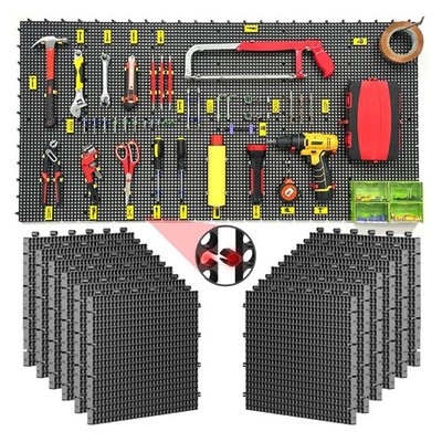 12 Black Plastic Peg Board Set Contains 428 Accessories, High Load-Bearing, R...
