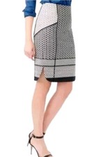 New J Crew 10 Black White Pencil Skirt Geo Print NWOT 32x22