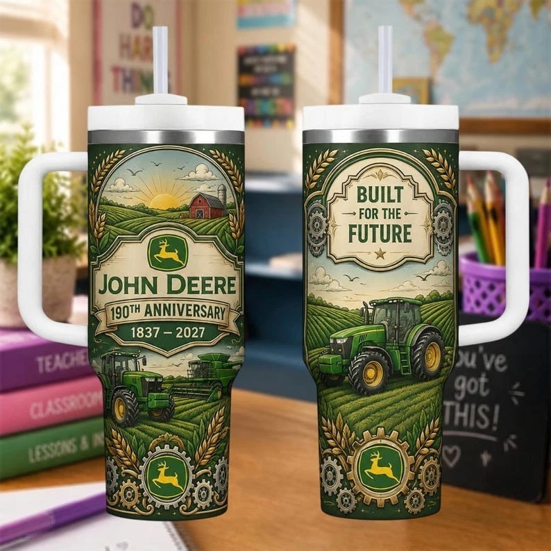Personalized Farm Tractor Tumbler 40oz, Custom Farm Tractor Cup With Handle