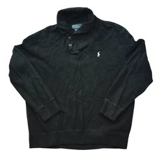 VTG Polo Ralph Lauren XL Luxury Jersey Shawl Collar Pullover Sweater Black