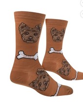 WOMEN NOVELTY YORKIE DOG THEME CREW SOCKS DOG PUPPY LOVER STOCKING STUFFER PAIR
