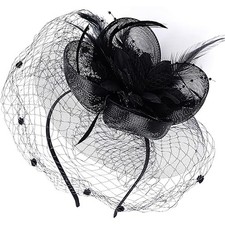 Fascinators Hat Flower Mesh Ribbons Feathers on a Headband and a Clip Elegant...