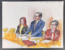 David Rose Courtroom Illustration Patty Hearst Trial 1977