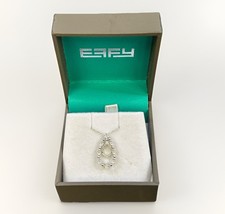 Effy Sterling Silver Diamond Necklace 1/10 CT Natural Fine Jewelry Pendant NEW