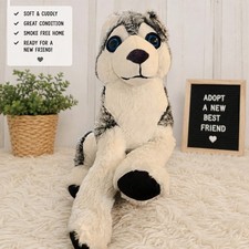 Wolf Plush Stuffed Animal Soft Toy, Medium 14-24 in, Gray/White/Black, Washable