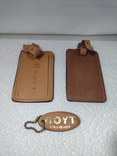 BOYT Leather  Luggage Bag Tags  Tan (2) , & Logo Chain