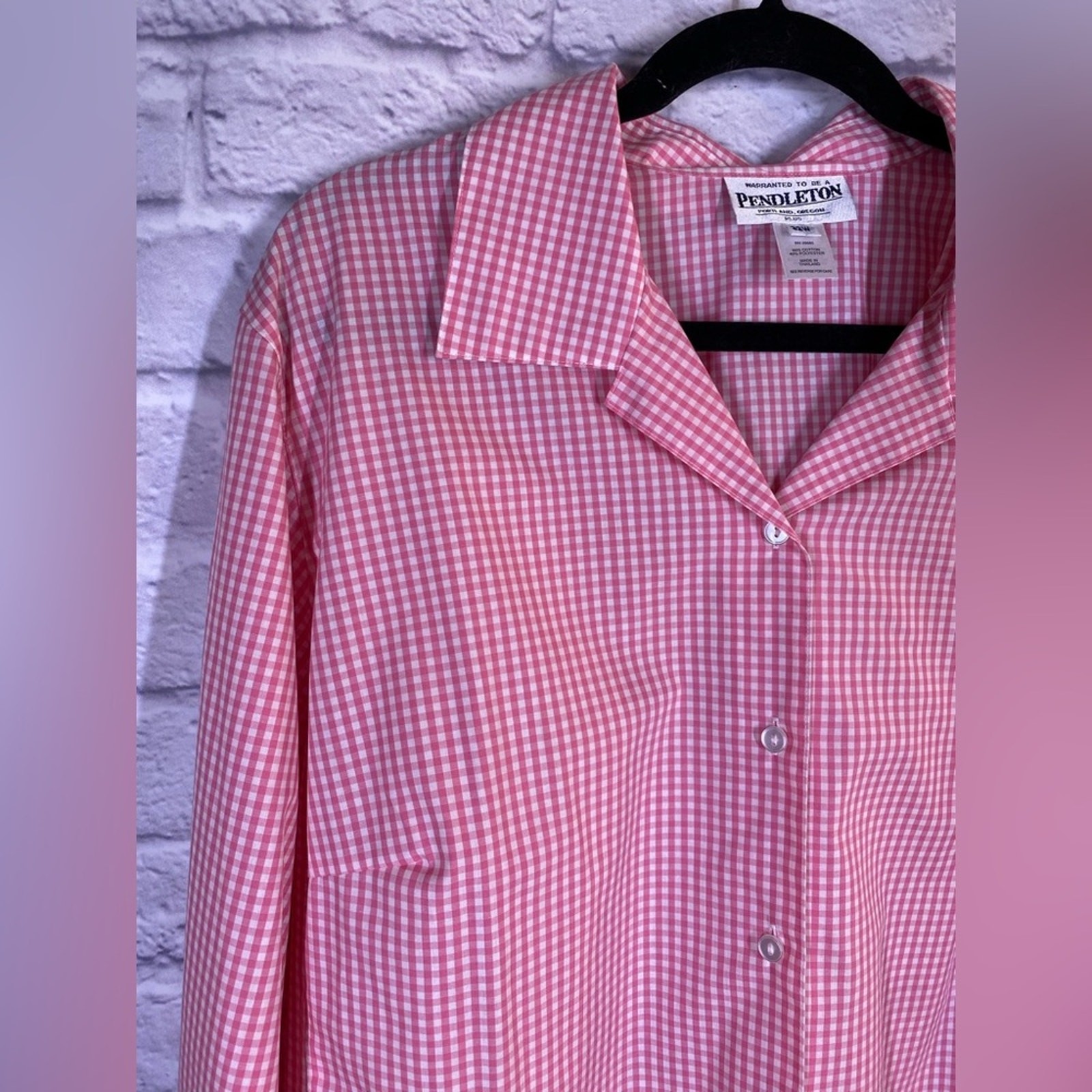 Pendleton Pink Gingham Button Down Shirt Blouse P… - image 2
