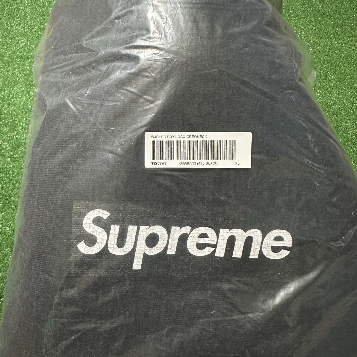 Supreme Washed Box Logo Crewneck Black SS25 Size XL | eBay