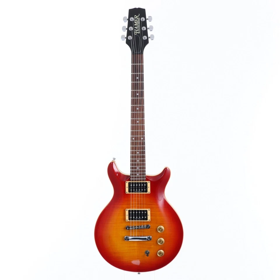 HAMER SLAMMER SERIES SATF Cherry Sunburst Diapasón de palo de rosa usado con estuche blando Foto 4 de 4
