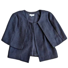 Dramatic Anthro Waverly Wednesday Vibes Cape Jacket in Textured Cotton, sz. 8