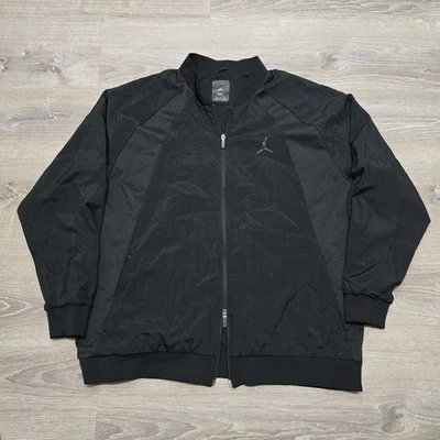 Nike Air Jordan Bomber Jacket 3XL Black Double Zip Windbreaker Jumpman Nylon EUC - Image 1 of 4