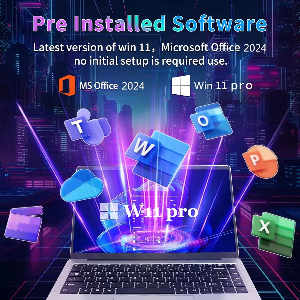 14.1英寸学生笔记本电脑Windows 11专业办公室2024隐私摄像头6GB RAM — 第 2/4 张图片